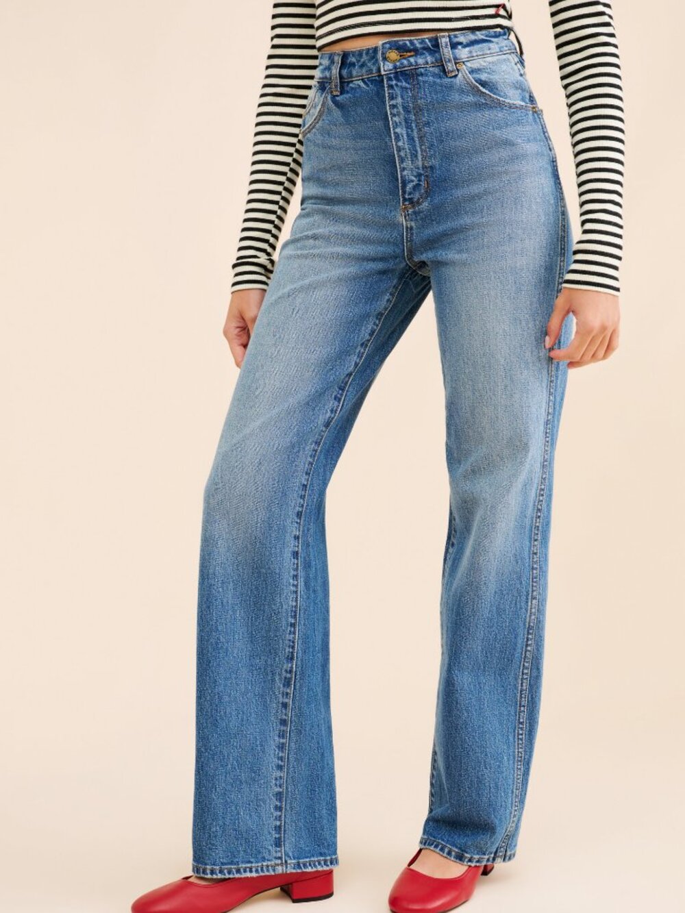 Rolla's Heidi Wide Leg High-Rise Jeans Medium Blue Size 30
